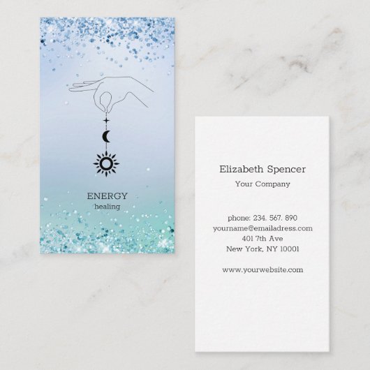 Sonne Mond Glitzer Visitenkarte (Vorne/Hinten)