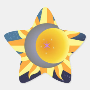 SONNE-MOND HAT DIE ABSTRAKTE FUSION IN DER Stern-Aufkleber