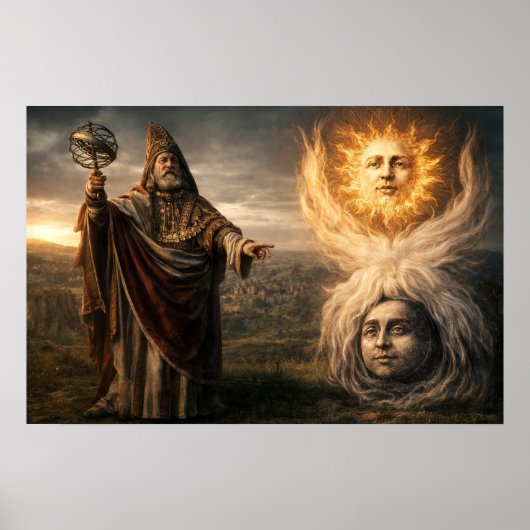 Sonne, Mond, Hermes Trismegistus Astrologie Poster (Vorne)