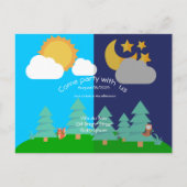 Sonne&Mond im Wald Geburtstagsfeier Postkarte (Vorderseite)