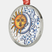SONNE-MOND-KUNST-ENTWURF SILBERNES ORNAMENT (Links)