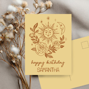 Sonne Mond & Rosen Boho Magischer INDIVIDUELLER NA Postkarte