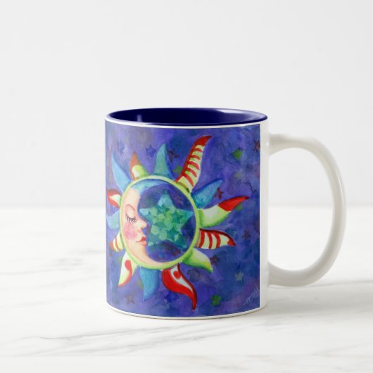 SONNE, MOND & STARS VON SHARON SHARPE ZWEIFARBIGE TASSE (Rechts)