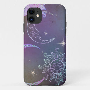 Sonne Mond Sterne lila Retro Boho Chic Case-Mate iPhone Hülle