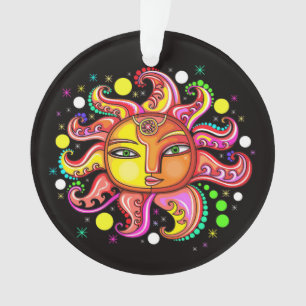 Sonne Mond Sterne Sonnen-Gesicht Ornament