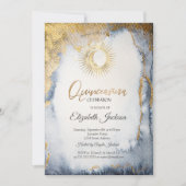Sonne, Mond, Sterne Wasserfarbe Gold Quinceanera Einladung (Vorderseite)