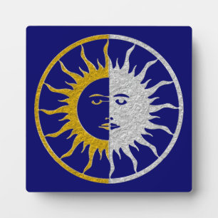 Sonne & Mond Symbol - Gold Silber Fotoplatte