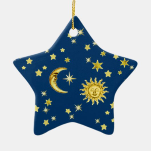 Sonne, Mond und Sterne Keramik Ornament (Vorne)