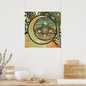 Sonne, Mond, Yin Yang, Baum des Lebens Poster (Küche)