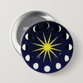 Sonne, Mondphasen und Sterne Button (Vorne & Hinten)