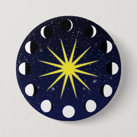 Sonne, Mondphasen und Sterne Button (Vorderseite)