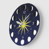 Sonne, Mondphasen und Sterne Große Wanduhr (Winkel)