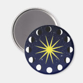Sonne, Mondphasen und Sterne Magnet (Vorderseite/Rückseite)