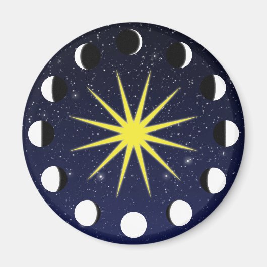 Sonne, Mondphasen und Sterne Magnet (Vorne)