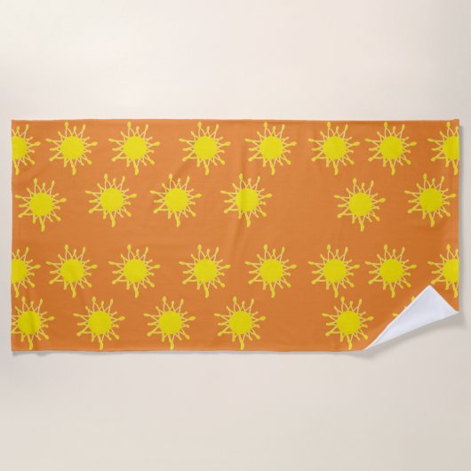 Sonne Orange Gelber Strandtuch (Vorderseite)