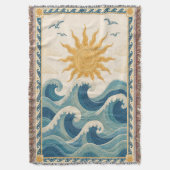 Sonne Ozean Welle Gewebte Tagesdecke Decke (Vorderseite Vertikal)