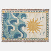 Sonne Ozean Welle Gewebte Tagesdecke Decke (Vorderseite)