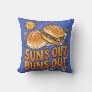 Sonne raus, Brötchen raus Fröhliches Retro-Sommer- Kissen