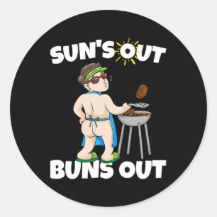 Sonne raus, Buns raus I Rbecue Pulled Pork Steak B Runder Aufkleber