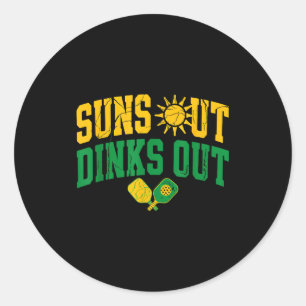 Sonne raus, Dinks raus Pickleball Vintage-Paddel-S Runder Aufkleber