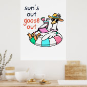 Sonne raus, Gans raus, lustige Sommerente Poster (Küche)