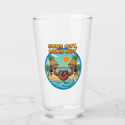 Sonne raus, Puns raus Strandabzeichen | Lustiger S Glas (Vorderseite)