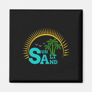 Sonne Salz Sand Lustiger Strand Palmenbaum Sommer Magnet