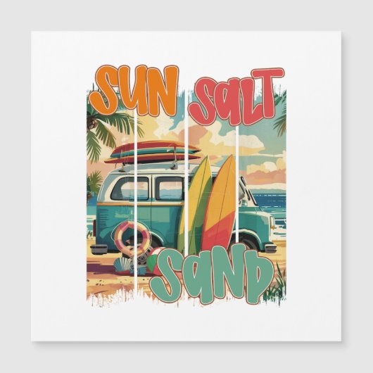 Sonne, Salz, Sand - Retro Beach Vibes Magnetkarte (Vorderseite)