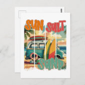 Sonne, Salz, Sand - Retro Beach Vibes Postkarte (Vorne/Hinten)