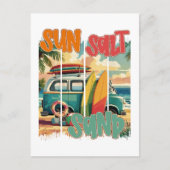 Sonne, Salz, Sand - Retro Beach Vibes Postkarte (Vorderseite)