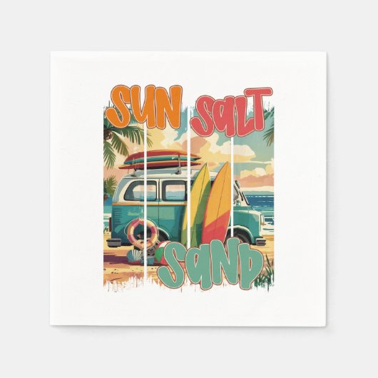 Sonne, Salz, Sand - Retro Beach Vibes Serviette (Vorderseite)