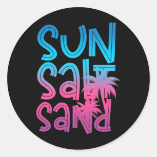 Sonne Salz Sand Sommer Stimmung Tropischer Urlaub Runder Aufkleber