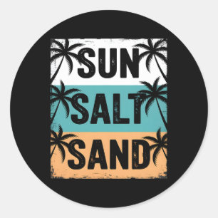 Sonne Salz Sand Sommer Strand Stimmung Familienurl Runder Aufkleber