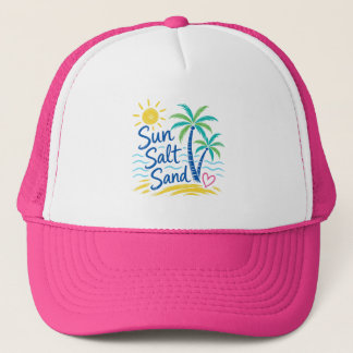 Sonne Salz Sand – Tropischer Strand Palmenbaum Som Truckerkappe