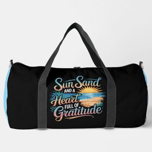 Sonne Sand Herz Dankbarkeit Strand Duffle Bag (Vorderseite)