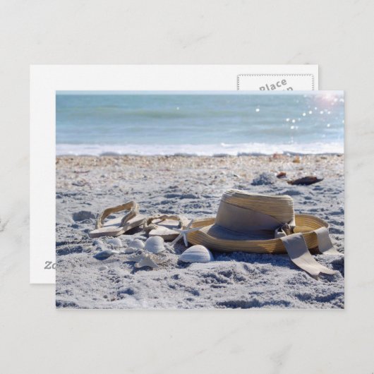Sonne, Sand, Strand, Urlaub Postkarte (Vorne/Hinten)