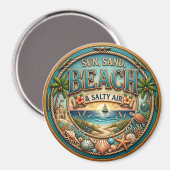 Sonne, Sandstrand Magnet (Vorderseite/Rückseite)