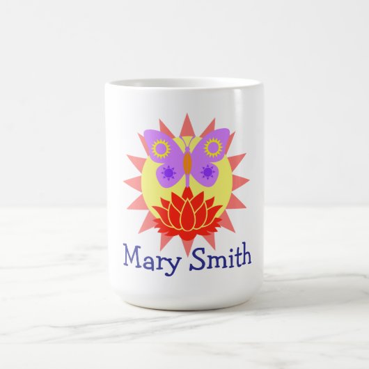 Sonne, Schmetterling und Blume Kaffeetasse (Mittel)