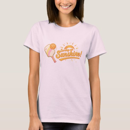 Sonne servieren - Sonniges Pastell-Pickleball-Lebe T-Shirt (Vorderseite)