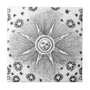 Sonne Sterne Antike Nacht Himmel Mittelalter Zodia Fliese