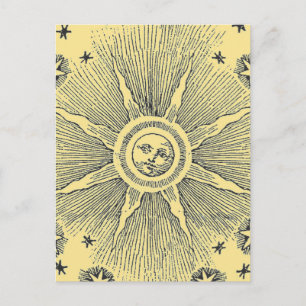 Sonne Sterne Antike Nacht Himmel Mittelalter Zodia Postkarte