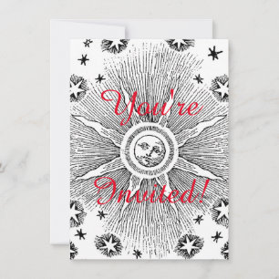 Sonne Sterne Antike Nacht Himmel Mittelalterlicher Einladung