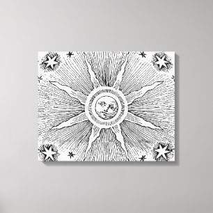 Sonne Sterne Antike Nacht Himmel Mittelalterlicher Leinwanddruck