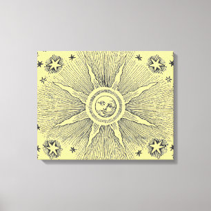 Sonne Sterne Antike Nacht Himmel Mittelalterlicher Leinwanddruck