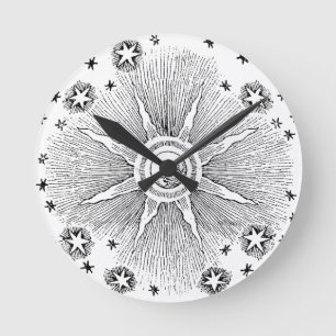 Sonne Sterne Antike Nacht Himmel Mittelalterlicher Runde Wanduhr