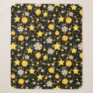 Sonne Sterne Blumen Glitter Muster Design  Sherpadecke