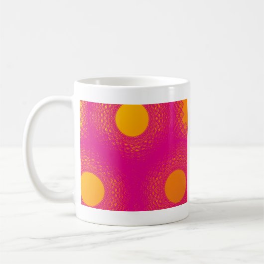 Sonne strahlt lila Lichter aus Kaffeetasse (Links)