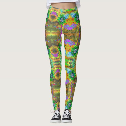 Sonne tanken - grüne Sonnenblume Leggings (Vorderseite)