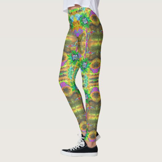 Sonne tanken - grüne Sonnenblume Leggings (Links)