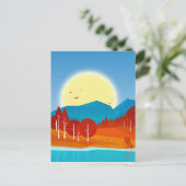 Sonne über Blauer Berg mit Hirschsee Postkarte (Stehend Vorderseite)